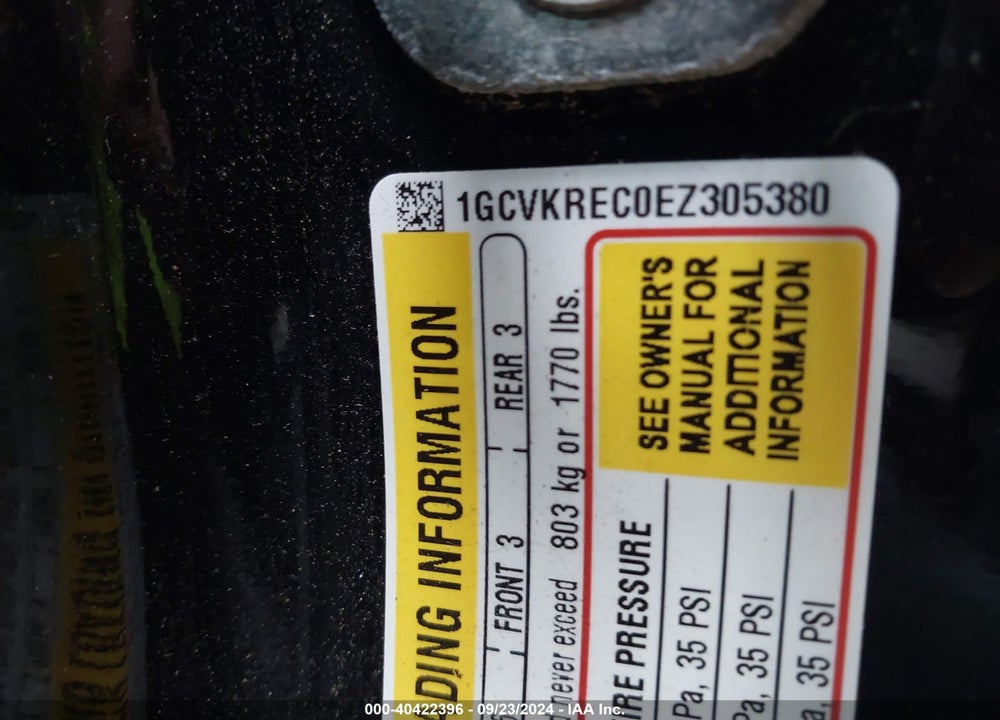 2014 CHEVROLET SILVERADO 1500 2LT VIN: 1GCVKREC0EZ305380