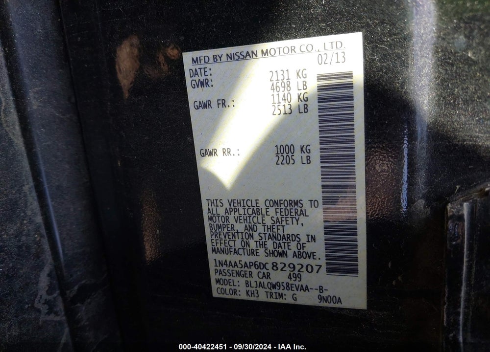 2013 NISSAN MAXIMA VIN: 1N4AA5AP6DC829207
