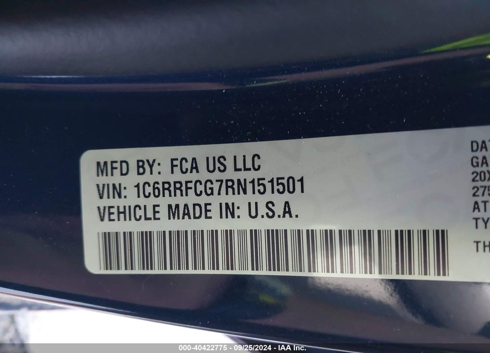 2024 RAM 1500 VIN: 1C6RRFCG7RN151501