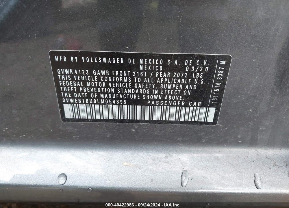 2020 VOLKSWAGEN JETTA 1.4T SEL VIN: 3VWEB7BU8LM054895