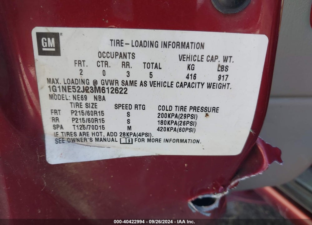 2003 CHEVROLET MALIBU LS VIN: 1G1NE52J23M612622