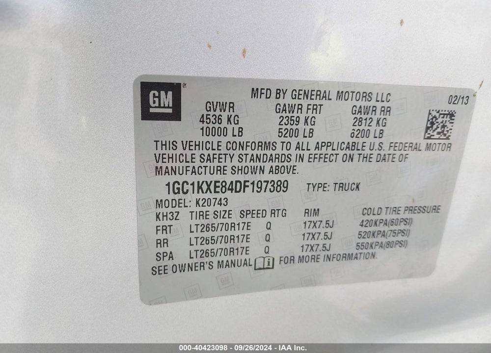2013 CHEVROLET SILVERADO 2500HD LT VIN: 1GC1KXE84DF197389