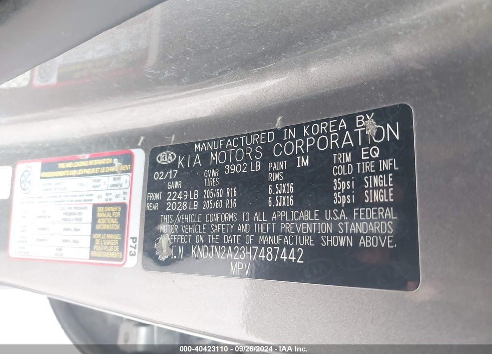 2017 KIA SOUL VIN: KNDJN2A23H7487442