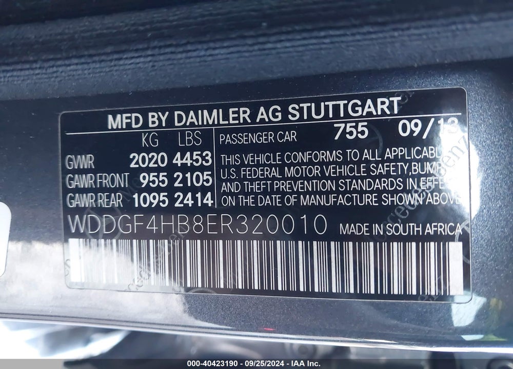 2014 MERCEDES-BENZ C 250 LUXURY/SPORT VIN: WDDGF4HB8ER320010