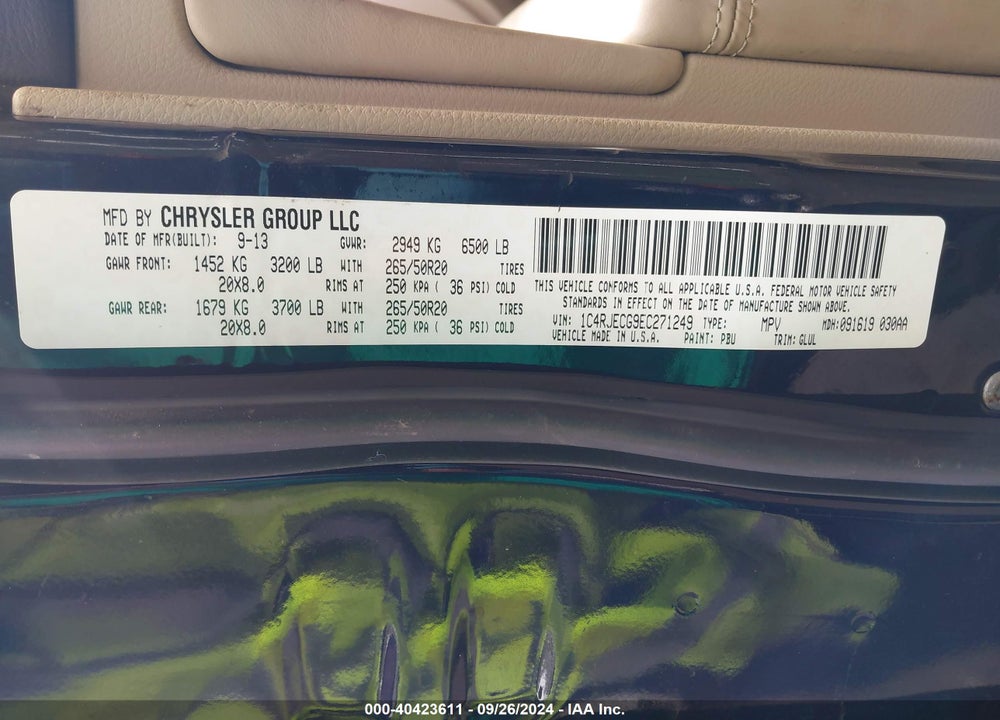 2014 JEEP GRAND CHEROKEE OVERLAND VIN: 1C4RJECG9EC271249