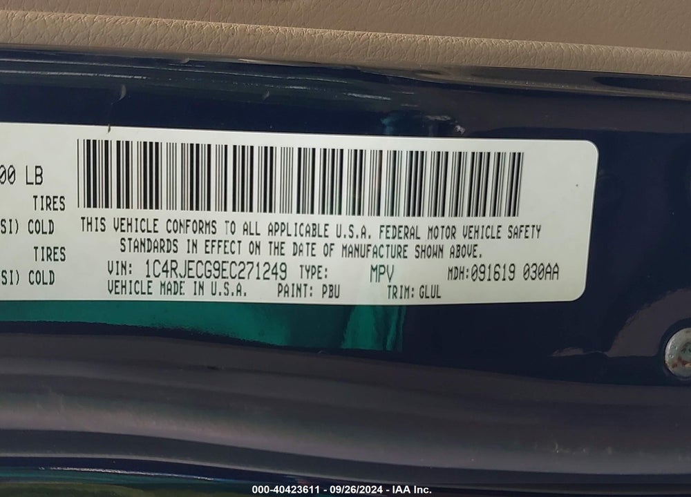 2014 JEEP GRAND CHEROKEE OVERLAND VIN: 1C4RJECG9EC271249
