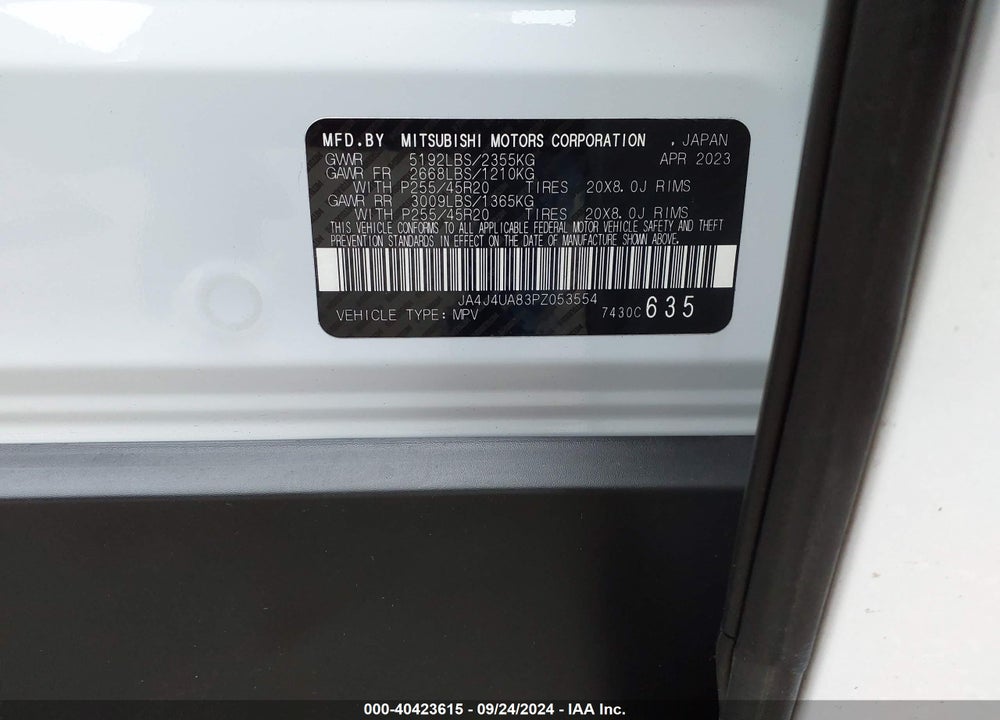 2023 MITSUBISHI OUTLANDER SE 2.5 S-AWC VIN: JA4J4UA83PZ053554