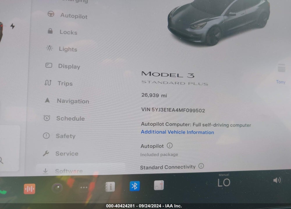 2021 TESLA MODEL 3 STANDARD RANGE PLUS REAR-WHEEL DRIVE VIN: 5YJ3E1EA4MF099502
