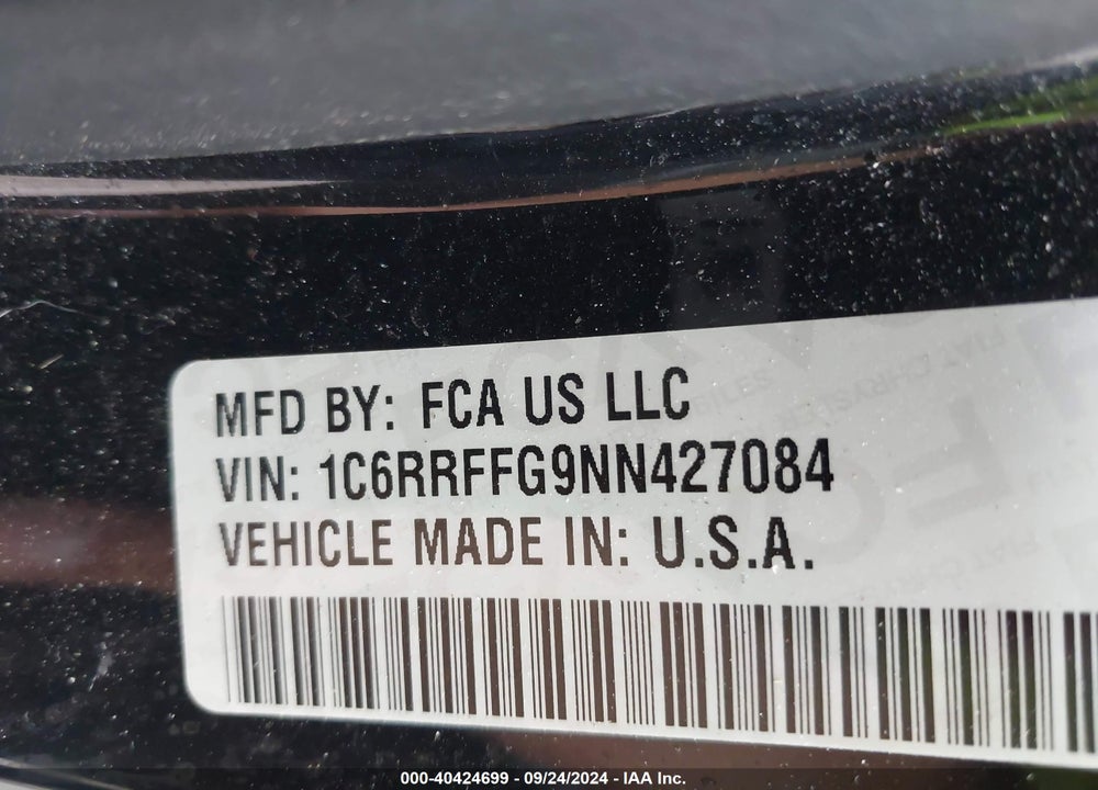 2022 RAM 1500 VIN: 1C6RRFFG9NN427084