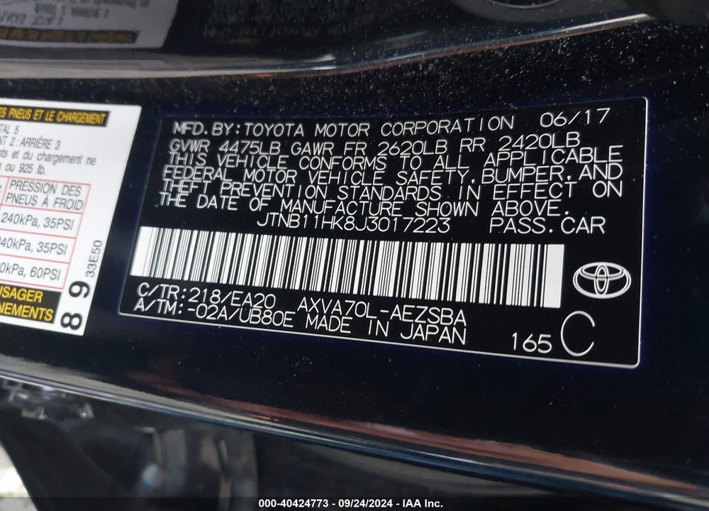 2018 TOYOTA CAMRY SE VIN: JTNB11HK8J3017223
