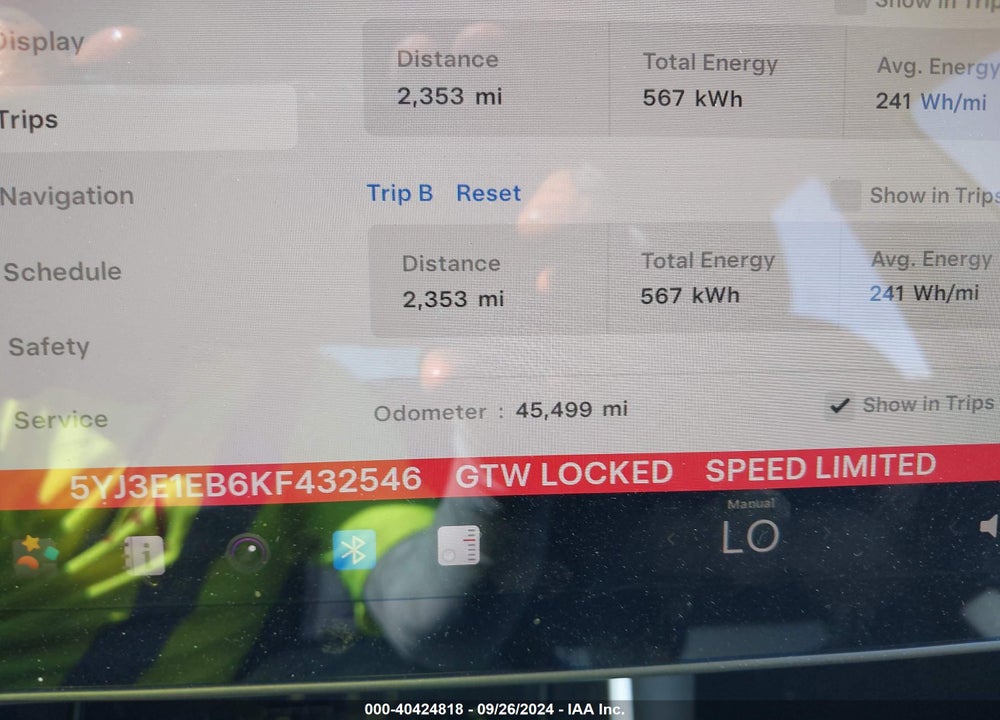 2019 TESLA MODEL 3 LONG RANGE/PERFORMANCE VIN: 5YJ3E1EB6KF432546