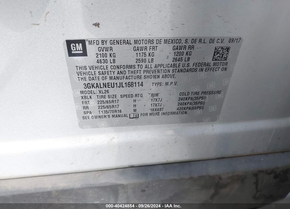 2018 GMC TERRAIN SLE DIESEL VIN: 3GKALNEU1JL168114