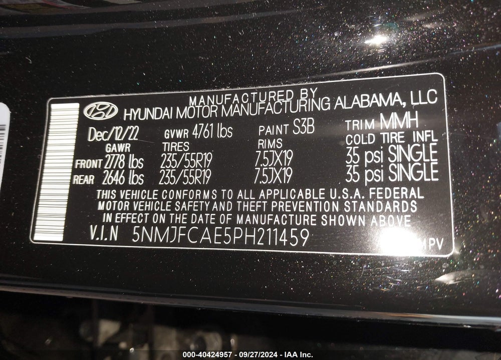2023 HYUNDAI TUCSON SEL VIN: 5NMJFCAE5PH211459