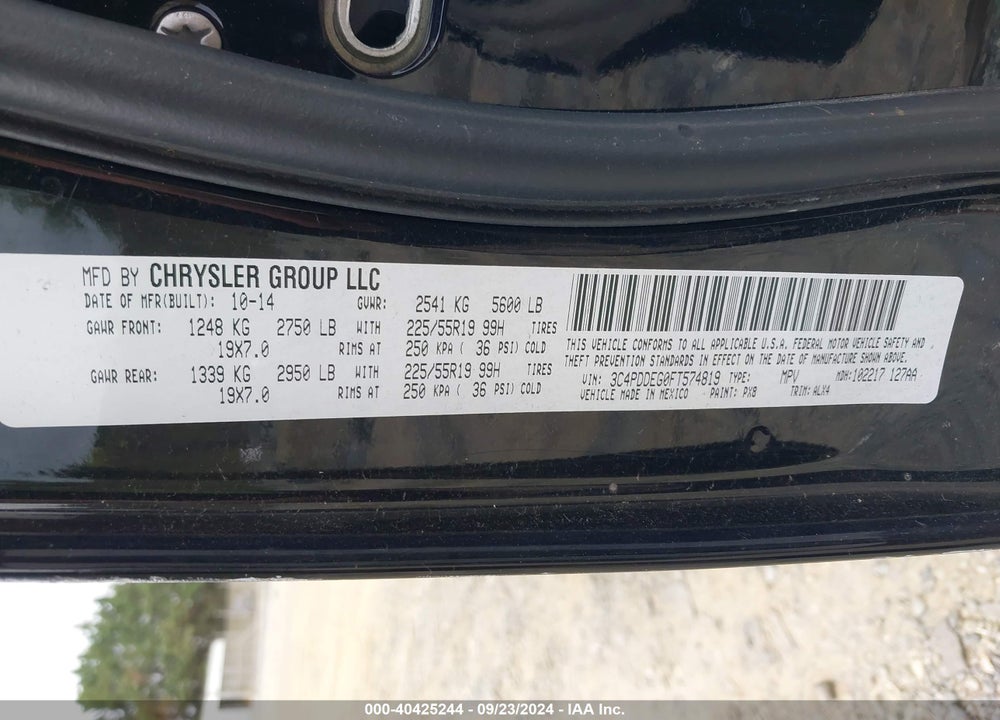 2015 DODGE JOURNEY R/T VIN: 3C4PDDEG0FT574819