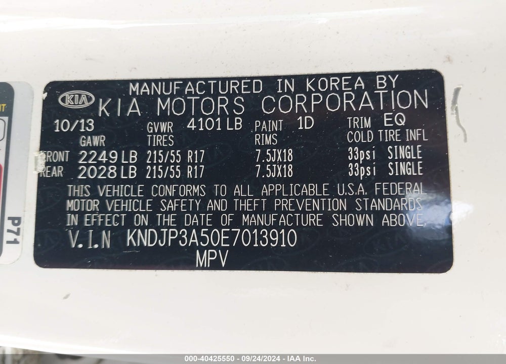 2014 KIA SOUL VIN: KNDJP3A50E7013910