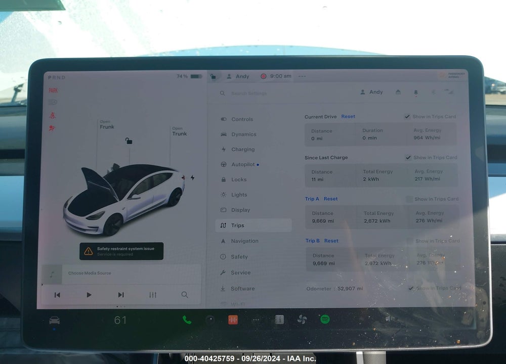 2019 TESLA MODEL 3 LONG RANGE/PERFORMANCE VIN: 5YJ3E1EBXKF494662