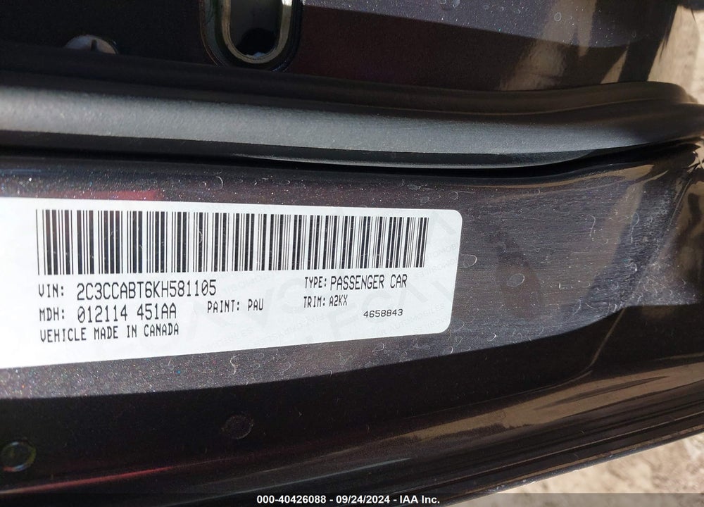 2019 CHRYSLER 300 300S VIN: 2C3CCABT6KH581105