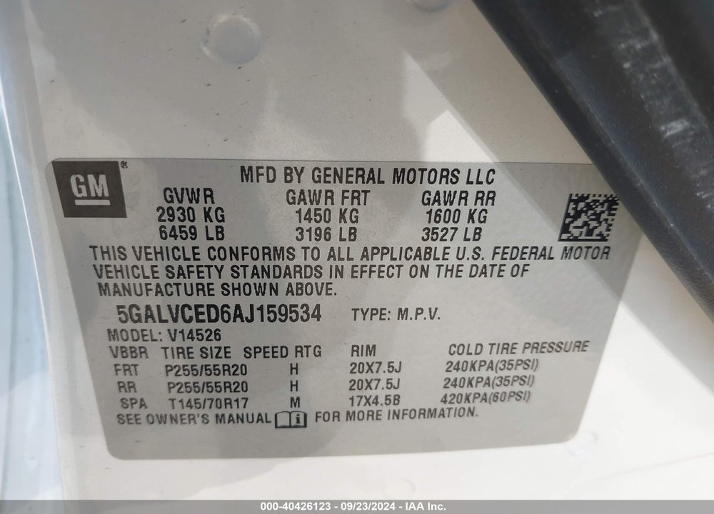 2010 BUICK ENCLAVE 2XL VIN: 5GALVCED6AJ159534