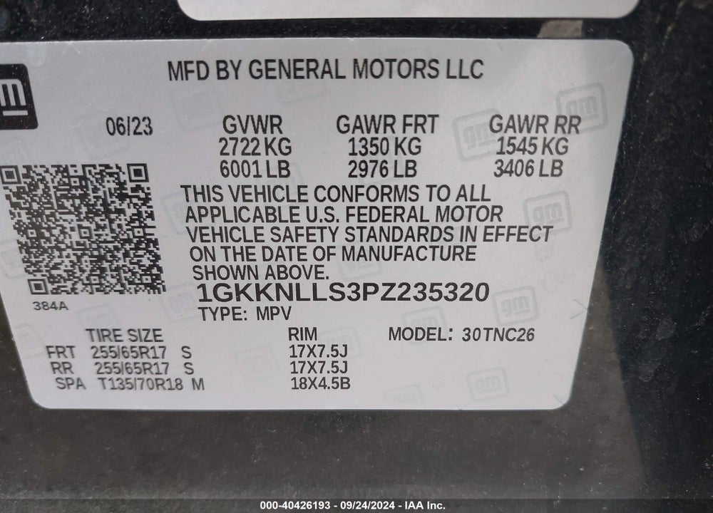 2023 GMC ACADIA AWD AT4 VIN: 1GKKNLLS3PZ235320