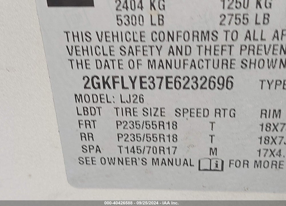 2014 GMC TERRAIN SLT-2 VIN: 2GKFLYE37E6232696