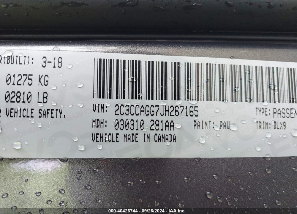 2018 CHRYSLER 300 300S AWD VIN: 2C3CCAGG7JH267165