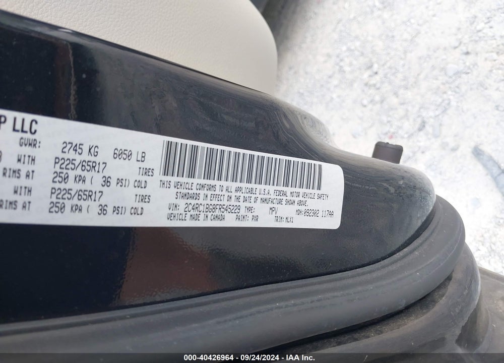 2015 CHRYSLER TOWN & COUNTRY TOURING VIN: 2C4RC1BG8FR545229