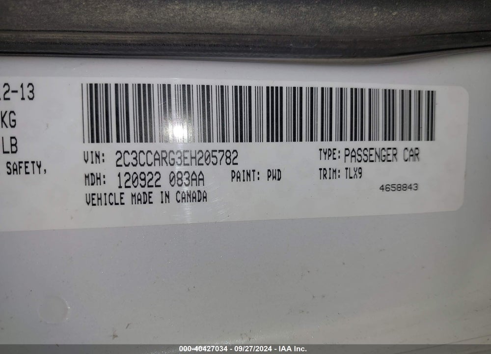 2014 CHRYSLER 300 VIN: 2C3CCARG3EH205782