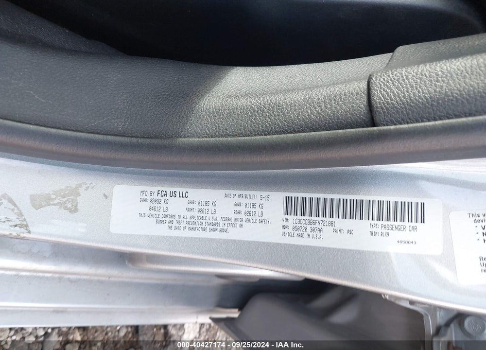 2015 CHRYSLER 200 S VIN: 1C3CCCBB6FN721881