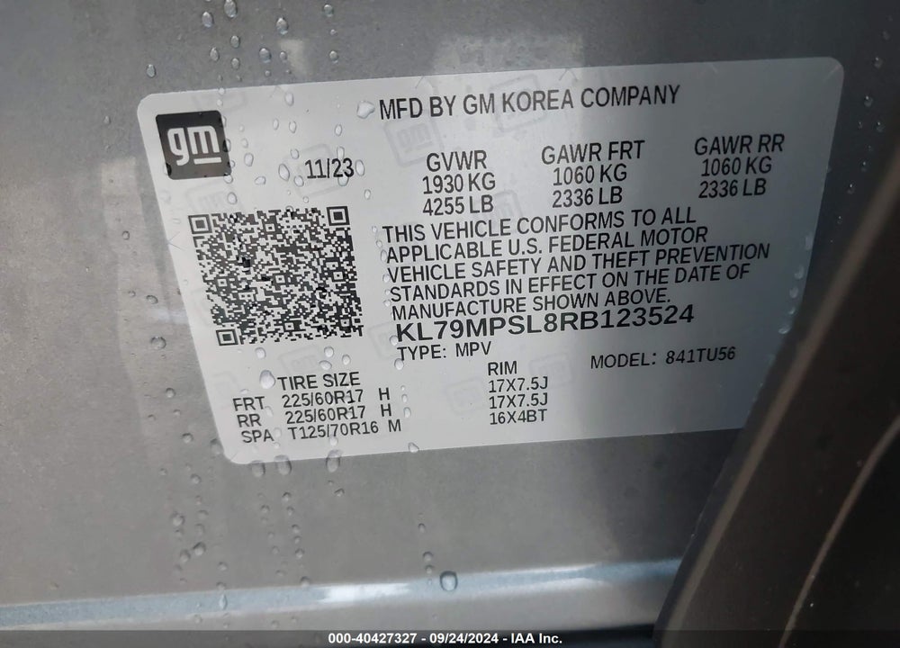 2024 CHEVROLET TRAILBLAZER FWD LT VIN: KL79MPSL8RB123524