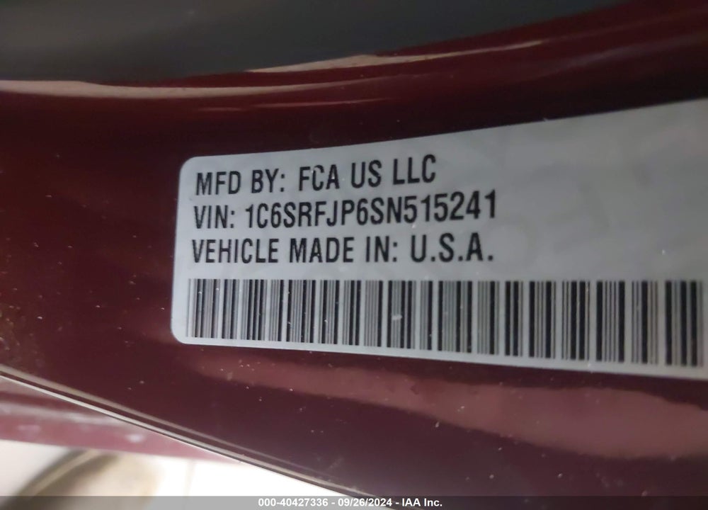 2025 RAM 1500 LAIE  4X4 5'7 BOX VIN: 1C6SRFJP6SN515241