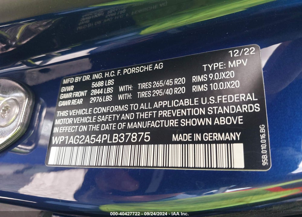 2023 PORSCHE MACAN S VIN: WP1AG2A54PLB37875