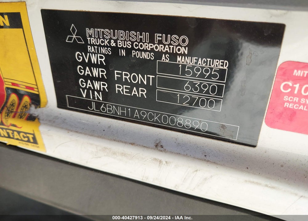 2012 MITSUBISHI FUSO TRUCK FE FEC72S VIN: JL6BNH1A9CK008890
