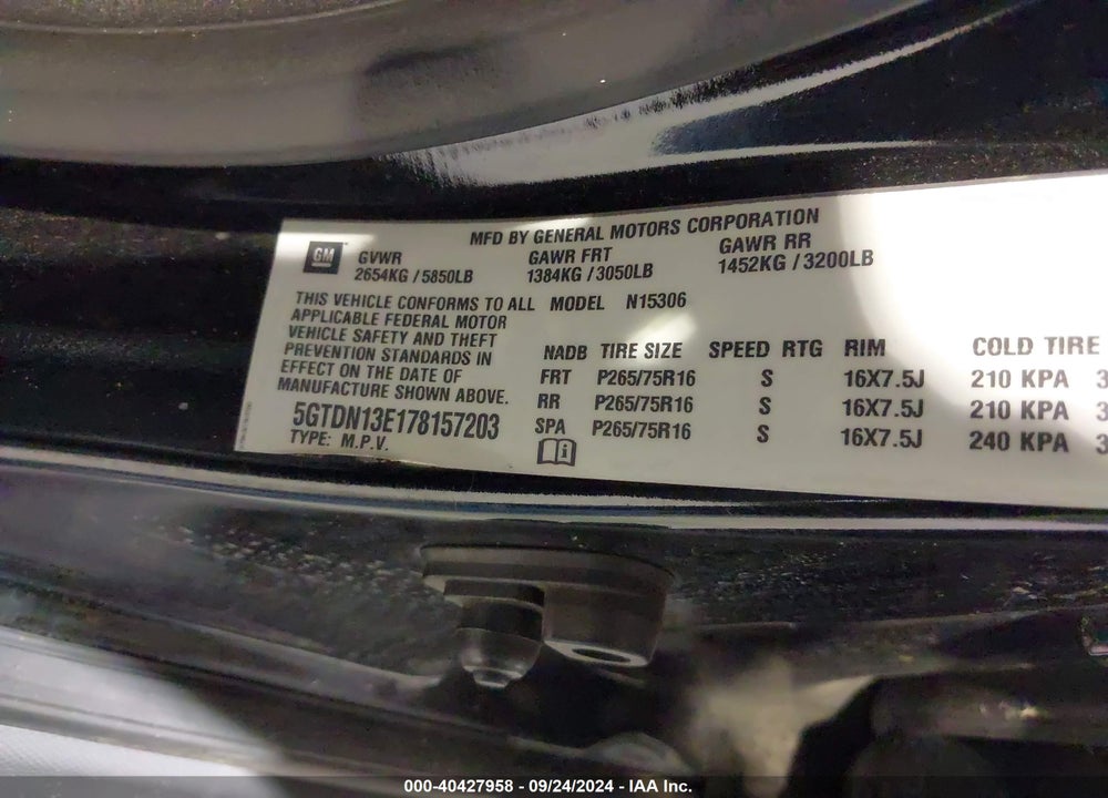2007 HUMMER H3 SUV VIN: 5GTDN13E178157203
