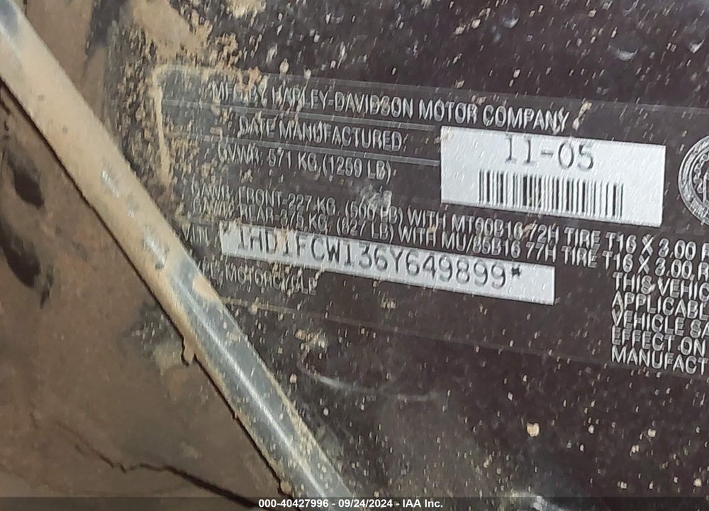 2006 HARLEY-DAVIDSON FLHTCUI VIN: 1HD1FCW136Y649899
