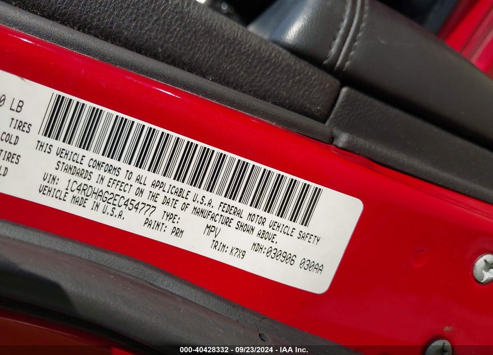 2014 DODGE DURANGO SXT VIN: 1C4RDHAG2EC454777