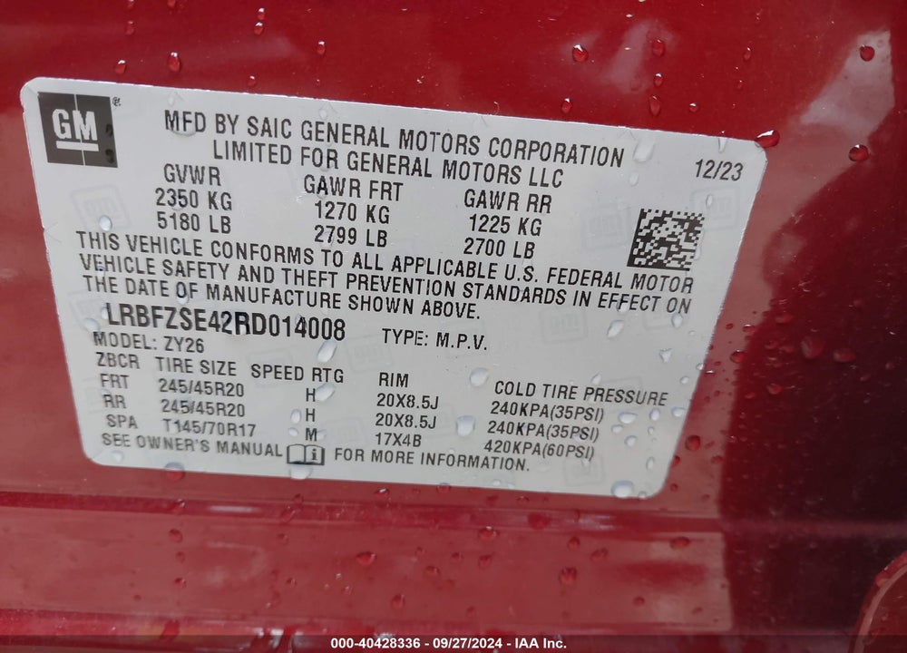 2024 BUICK ENVISION AVENIR AWD VIN: LRBFZSE42RD014008