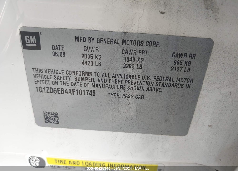 2010 CHEVROLET MALIBU LT VIN: 1G1ZD5EB4AF101746