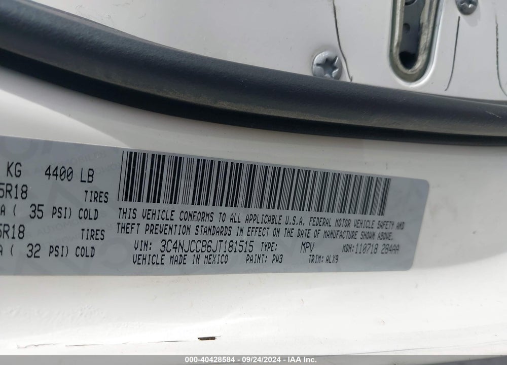 2018 JEEP COMPASS LIMITED FWD VIN: 3C4NJCCB6JT181515