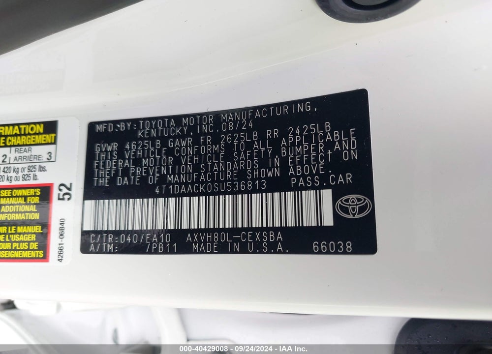 2025 TOYOTA CAMRY SE VIN: 4T1DAACK0SU536813