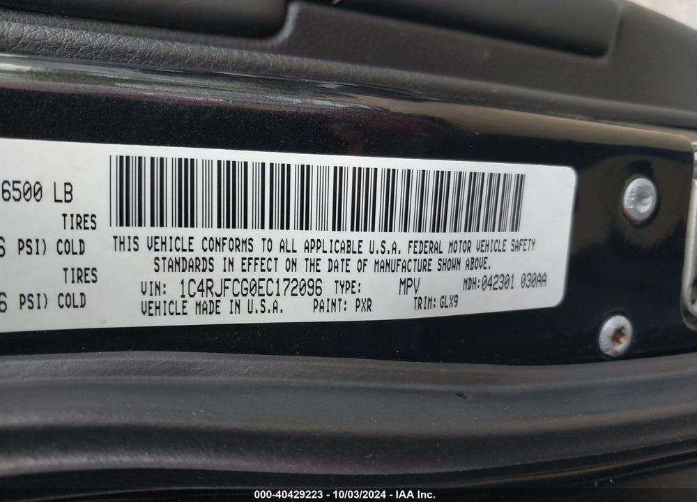 2014 CHEROKEE JEEP GRAND  OVERLAND VIN: 1C4RJFCG0EC172096