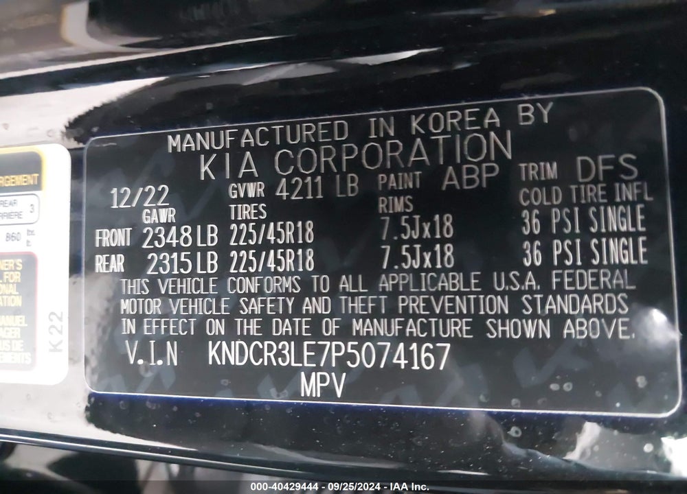 2023 KIA NIRO EX TOURING VIN: KNDCR3LE7P5074167