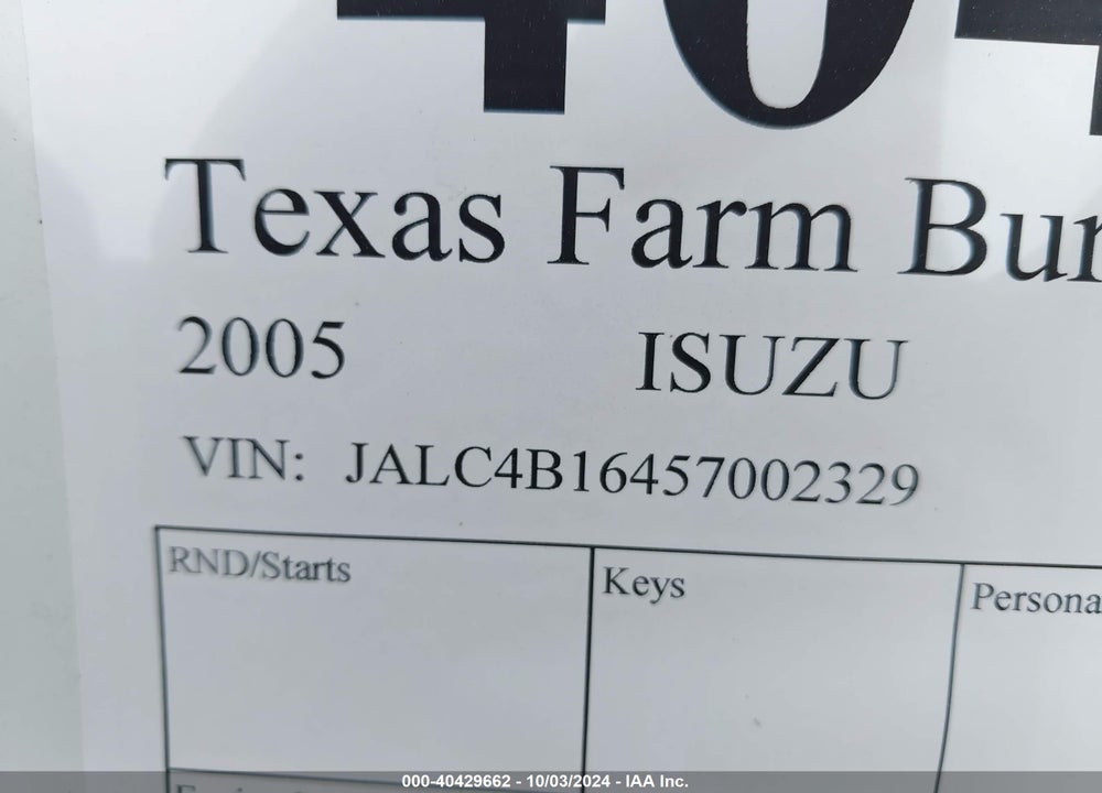 2005 ISUZU W4S042 NPR HD DSL REG VIN: JALC4B16457002329