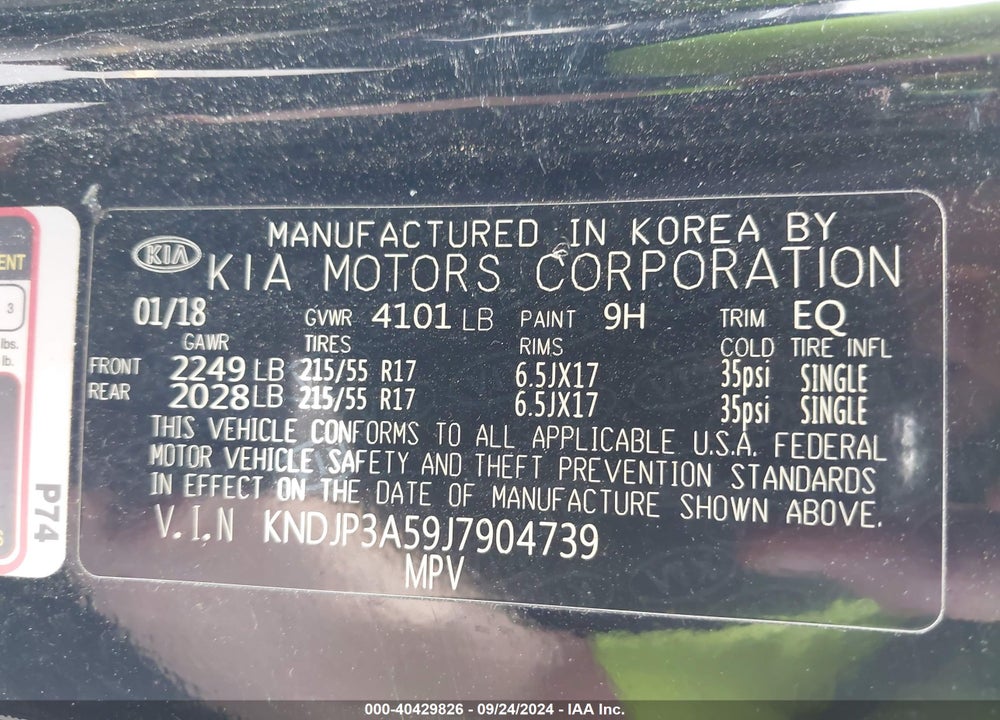 2018 KIA SOUL VIN: KNDJP3A59J7904739