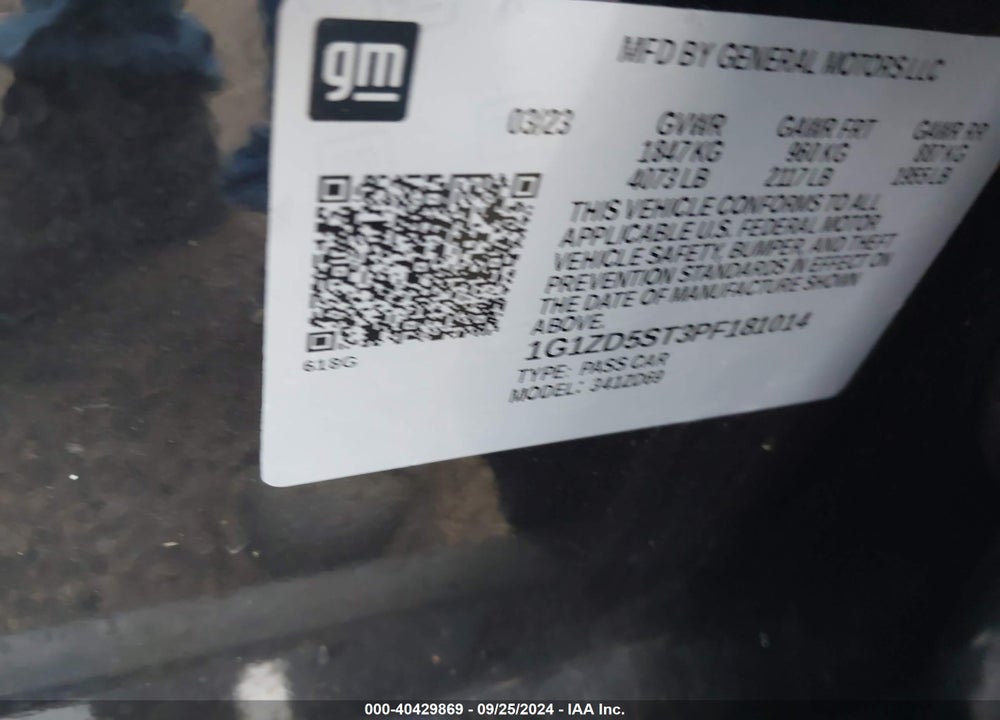 2023 CHEVROLET MALIBU FWD 1LT VIN: 1G1ZD5ST3PF181014