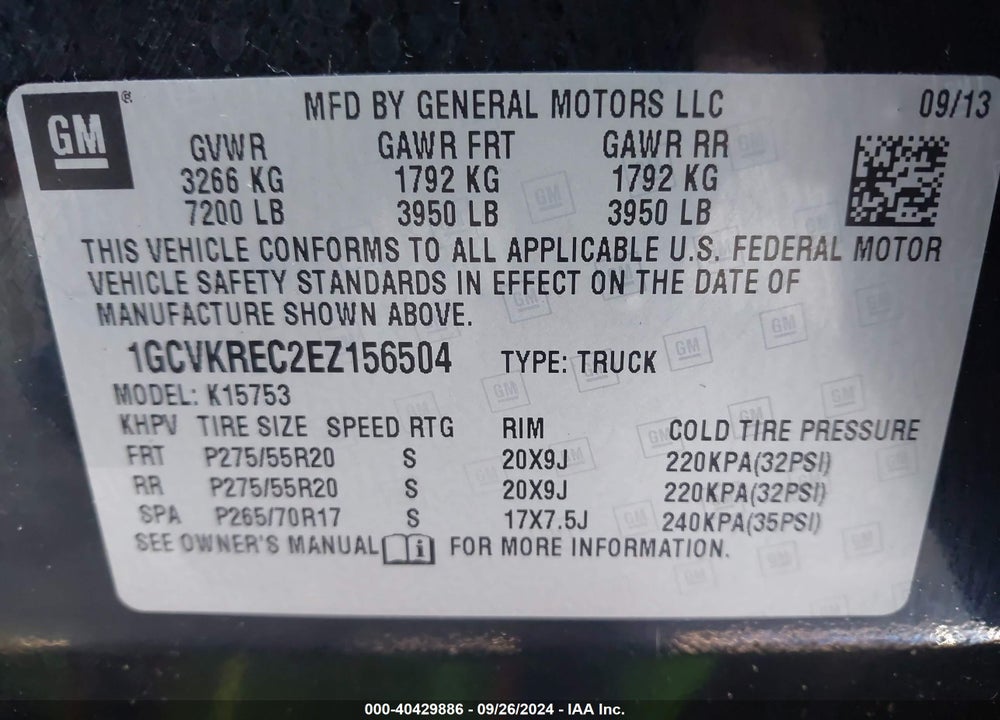 2014 CHEVROLET SILVERADO 1500 1LT VIN: 1GCVKREC2EZ156504