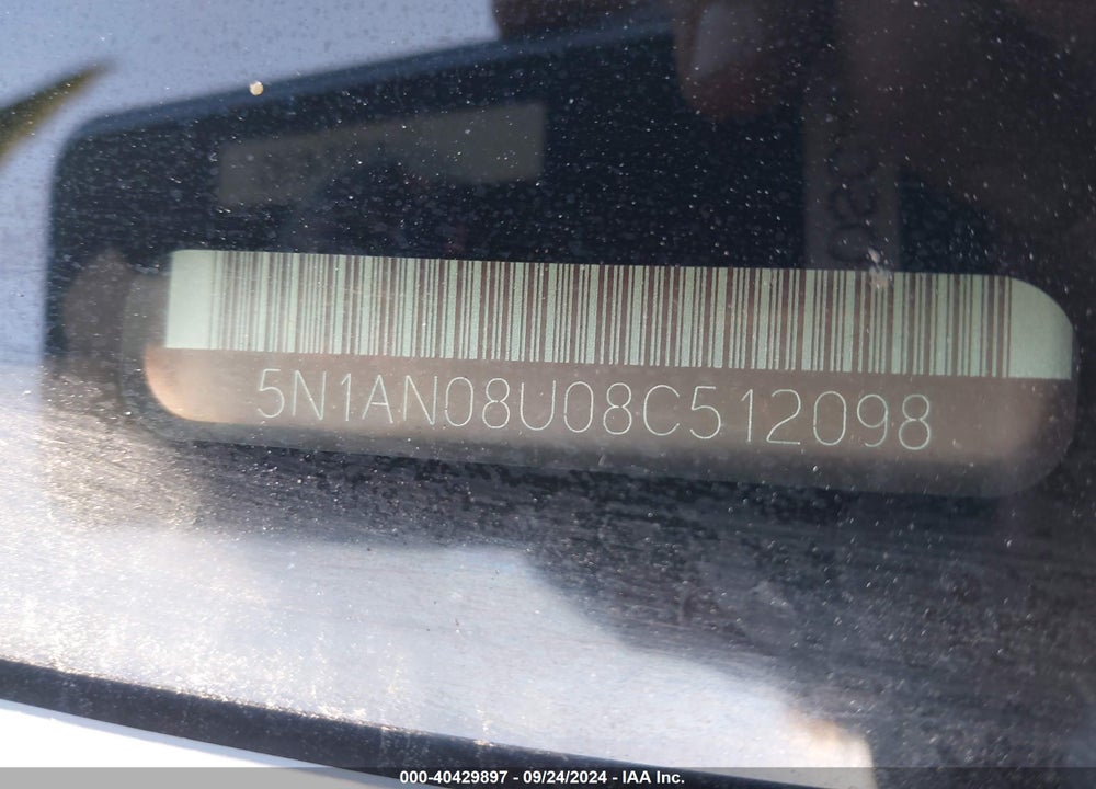 2008 NISSAN XTERRA S VIN: 5N1AN08U08C512098