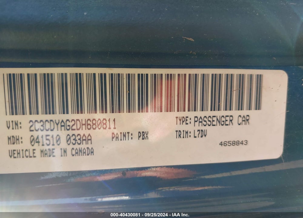2013 DODGE CHALLENGER SXT VIN: 2C3CDYAG2DH680811