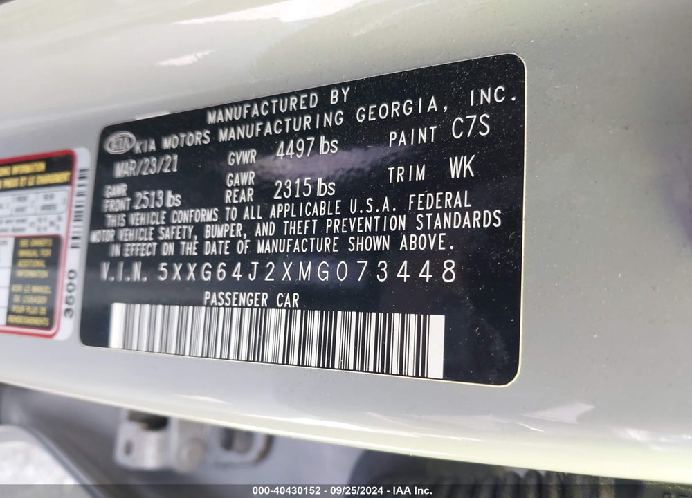 2021 KIA K5 GT LINE VIN: 5XXG64J2XMG073448