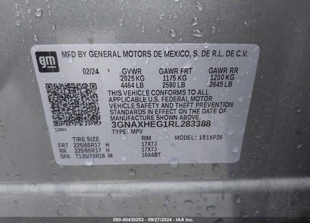 2024 CHEVROLET EQUINOX FWD LS VIN: 3GNAXHEG1RL283388