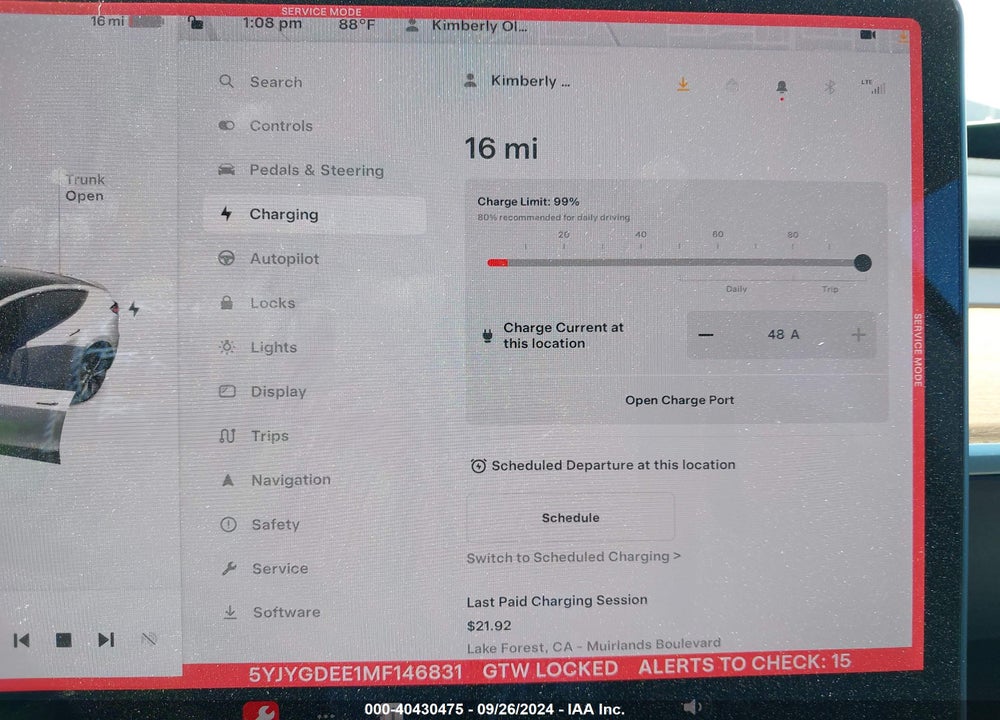 2021 TESLA MODEL Y LONG RANGE DUAL MOTOR ALL-WHEEL DRIVE VIN: 5YJYGDEE1MF146831